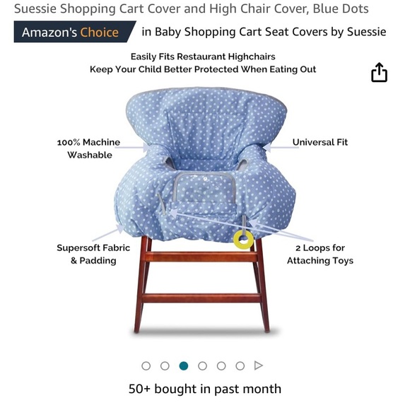 Suessie Shopping Cart Cover and High Chair Cover Blue Dots multi purpose baby - Picture 4 of 6